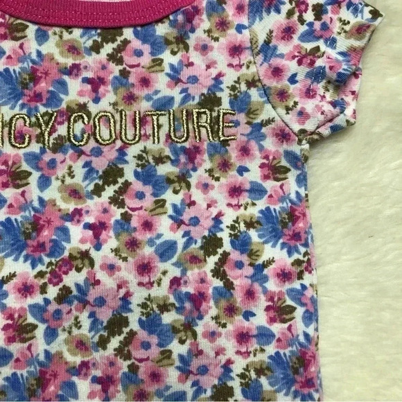 Juicy Couture Diaper Shirt Onesie Pink  & Blue Floral Size 0-3 Months - Picture 7 of 16